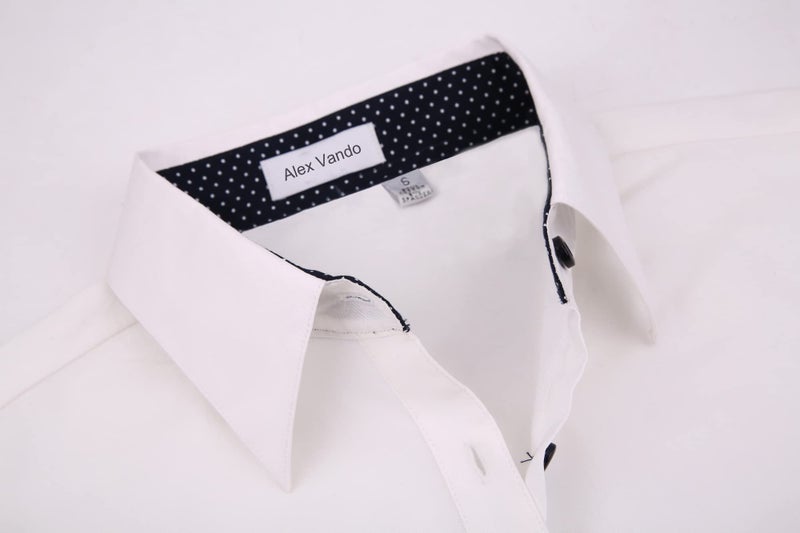 Alex Vando Womens Dress Shirts Wrinkle Free Regular Fit Long Sleeve Stretch Work Shirt,White,S - Image 3